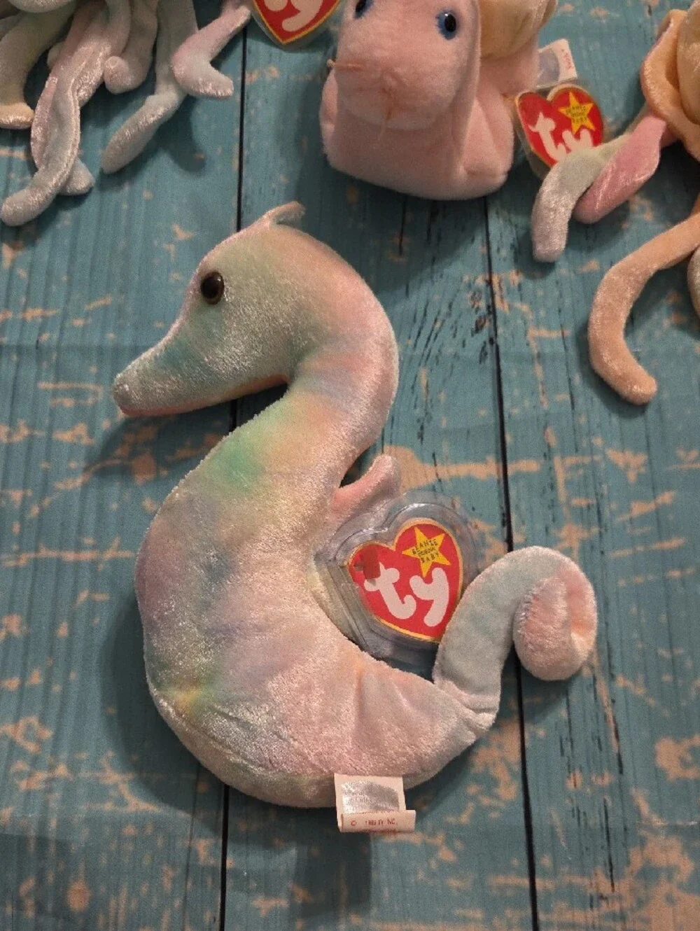 Ty Ocean Set - Goochy (2), Neon, & Swirly Beanie Babies